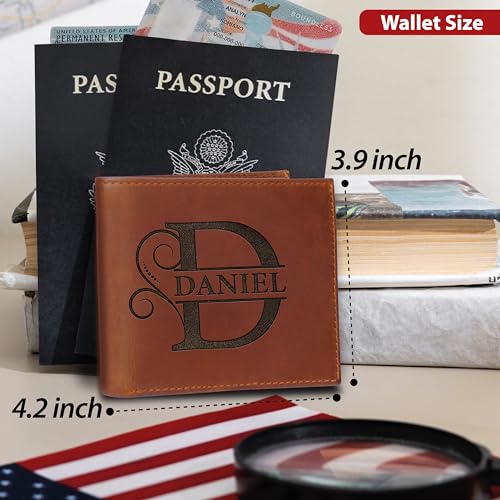 Personalized Leather Wallet for Men - Custom Initials Design