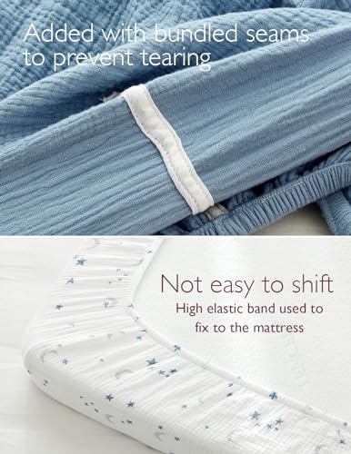 Momcozy Blue Star Moon Muslin Crib Sheets 2 Pack