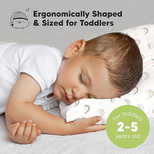KeaBabies Jumbo Toddler Pillow with Case - Jolly Rainbow Design