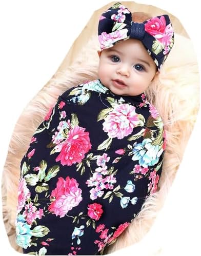 Galabloomer Flower Print Receiving Blanket Set Navy Blue Rose