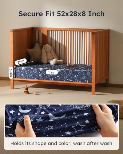 Unnivoll 3-Pack Neutral Crib Sheets Breathable Microfiber 28x52x8in