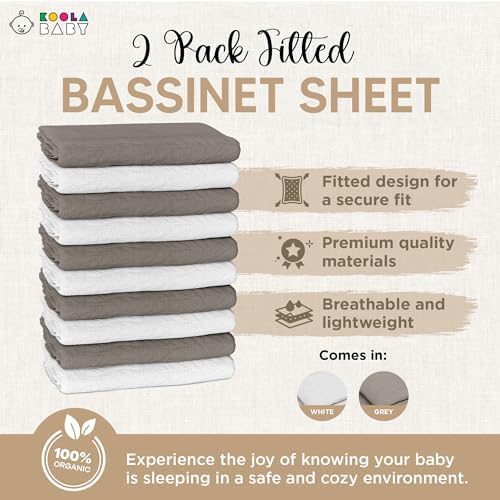 KoolerThings Organic Muslin Cotton Bassinet Sheets 2 Pack