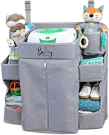 Premium Nursery Organizer and Baby Diaper Caddy Grey
