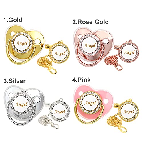 Personalized Pacifier Clip Set with Name and Glitter Design