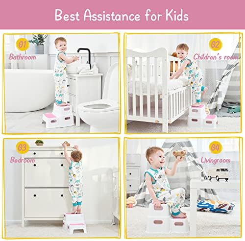 Forbena Pink Toddler Step Stool with Handle