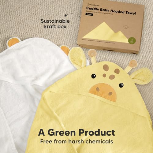 KeaBabies Hooded Baby Towel - Bamboo Viscose Giraffe Design
