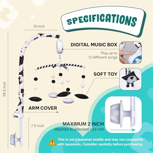 EverLove Montessori Mobile Baby - Digital Music Box with 12 Lullabies 3 Modes