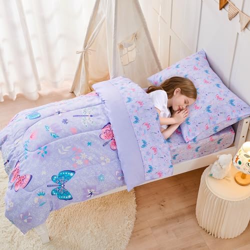 Butterfly Toddler Bedding Set for Girls 4 Piece 1