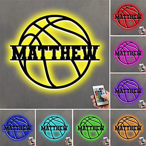 Personalized Basketball Name Sign Lamp Wall Decor for Kids
