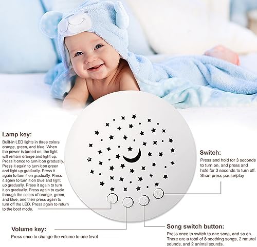 Wiwens Baby Sleep Soother Pillow with Starlight Projection