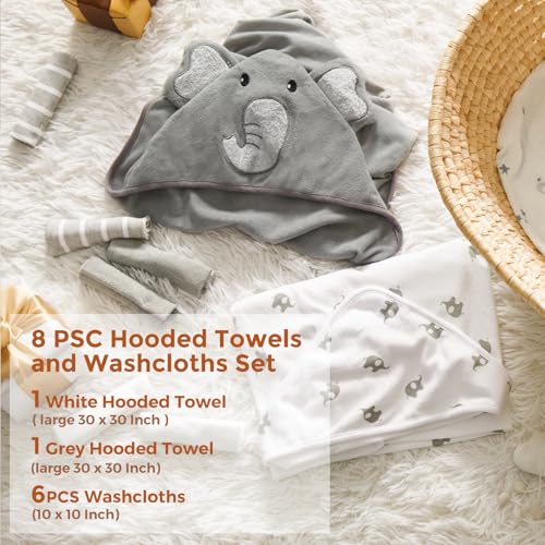 Momcozy Cute Elephant Hooded Baby Towel Set