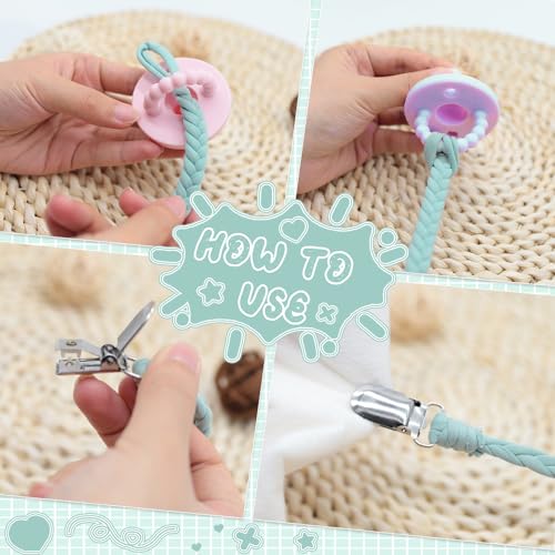 4 Pcs Pacifier Clips Braided Handmade for Babies