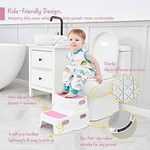 Forbena Pink Toddler Step Stool with Handle