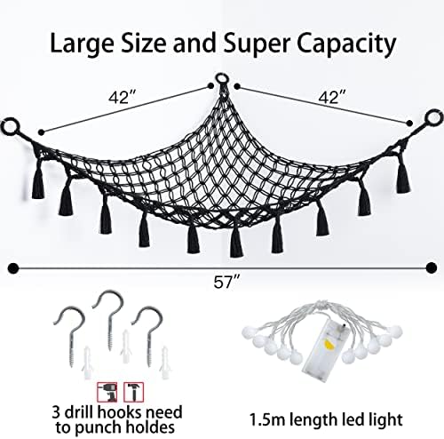 Yewiwin Macrame Toy Hammock with LED Light