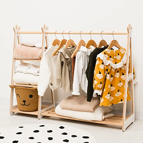 Montessori Wooden Clothing Rack for Toddler Kids