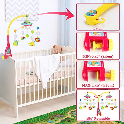 Elf Lab Baby Musical Crib Mobile with Remote Control and Star Projector
