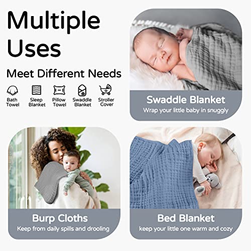 Yoofoss 2 Pack Hooded Baby Towels - 32x32 Inch Organic Muslin