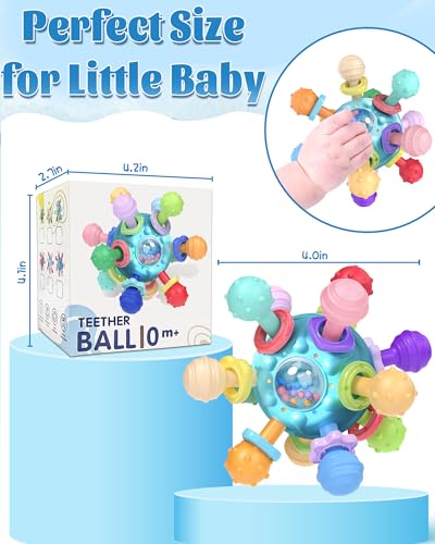 Tonberless Teething Toys with 360-Rotary Ball for 0-12 Months