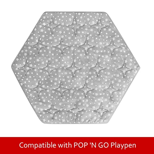 Hexagon Playpen Mat with Non-Slip Padding and Star Print