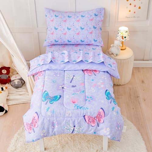Butterfly Toddler Bedding Set for Girls 4 Piece 1