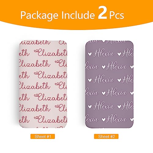 Custom Crib Sheets for Girls - Fitted with Name Purple Letter 52x28x98