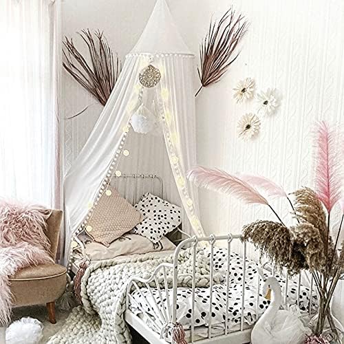LOAOL Bed Canopy with Pom Pom for Kids Crib