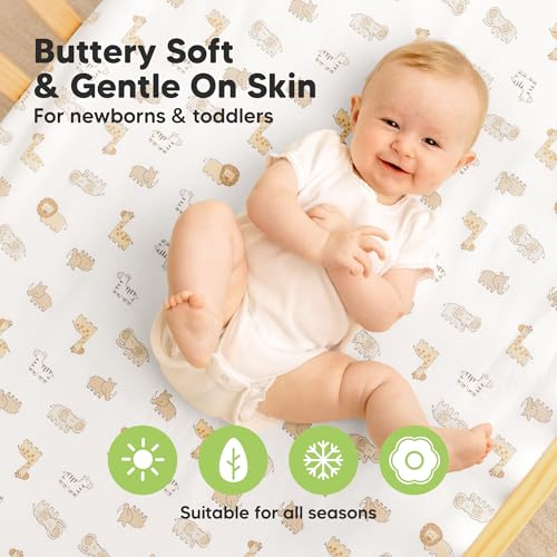 KeaBabies 2-Pack Waterproof Pack and Play Sheets - 38 x 26 Viscose Bamboo