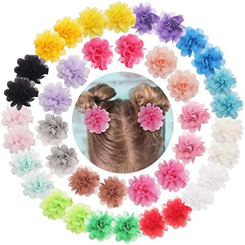 DED 40PCS 2 Chiffon Flower Hair Clips for Baby Girls
