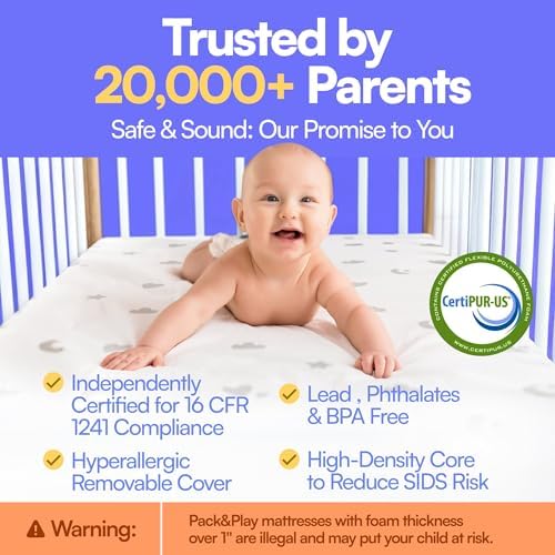 Mommy Me Pack Play Mattress Pad with Waterproof Cover