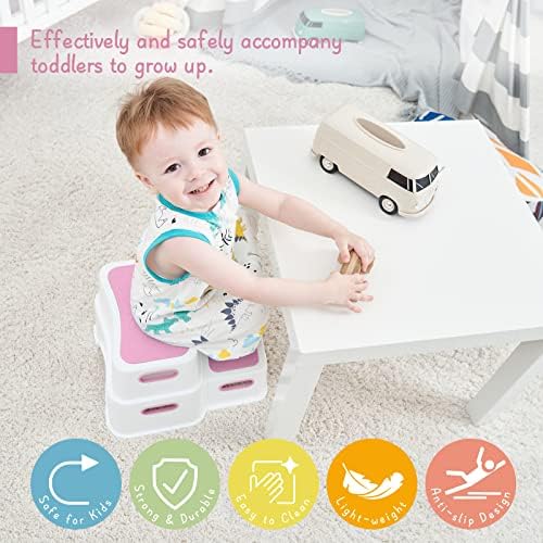 Forbena Pink Toddler Step Stool with Handle