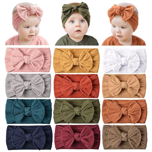 Prohouse 12 Pack Nylon Headbands for Baby Girls