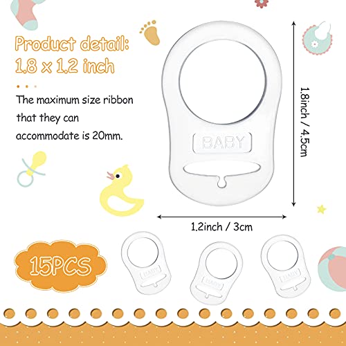Patelai 15-Pack Transparent Silicone Pacifier Clips Holder