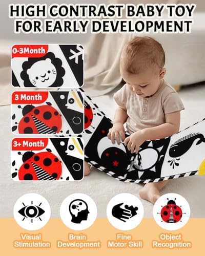 High Contrast Baby Book with Teether and Mirror 1
