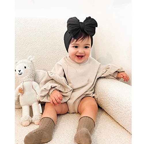 Niceye Soft Stretchy Nylon Baby Headbands with Bows - Pack of 6 1