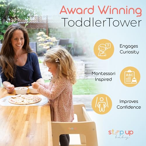 Stepup Baby Toddler Tower - Adjustable Height Step Stool with Safety Rail 1