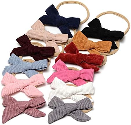JIFUNEEY Velvet Bow Nylon Headband for Infants Pack of 13pcs