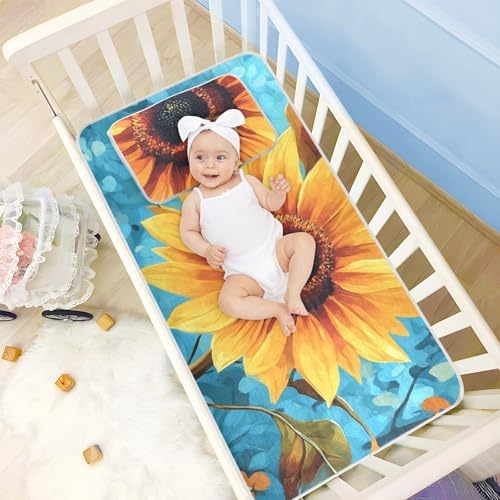 Blue Sunflower Cooling Baby Mattress Pad 28x52 1