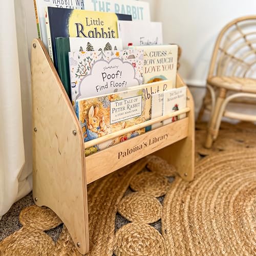 Montessori Bookshelf for Toddler Natural Wooden Storage Shelf