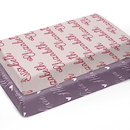 Custom Crib Sheets for Girls - Fitted with Name Purple Letter 52x28x98