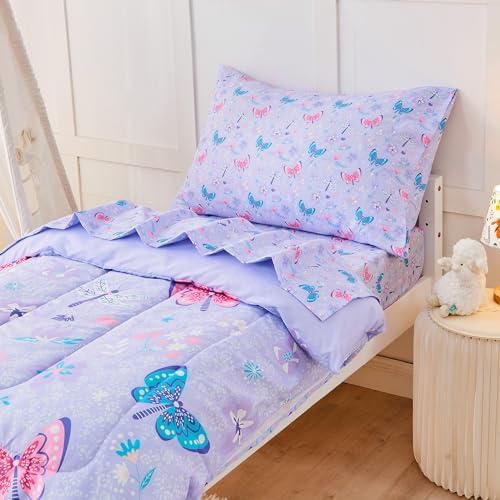 Butterfly Toddler Bedding Set for Girls 4 Piece 1