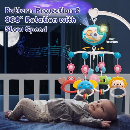 Mini Tudou Crib Mobile with Music Lights Remote Control