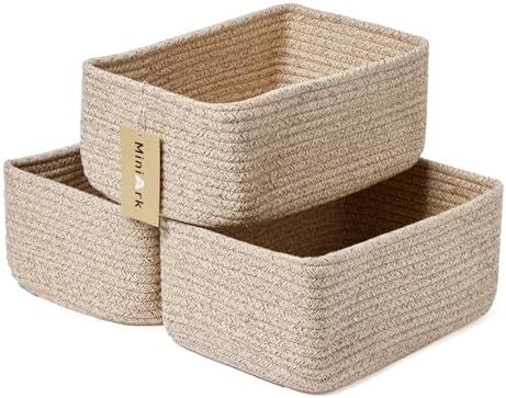 MiniArk 3-Pack Woven Storage Baskets 115x75x47 Mixed Brown
