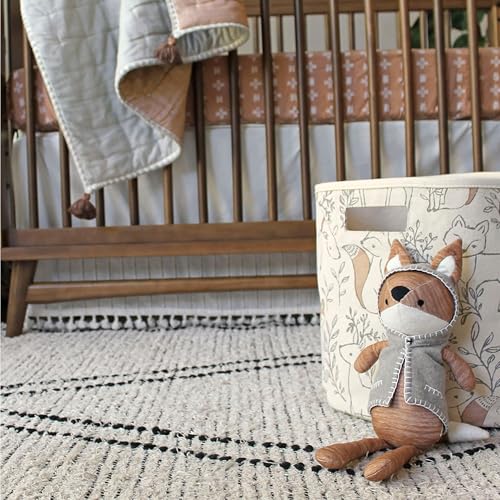 Crane Baby Fabric Round Nursery Storage Basket 1
