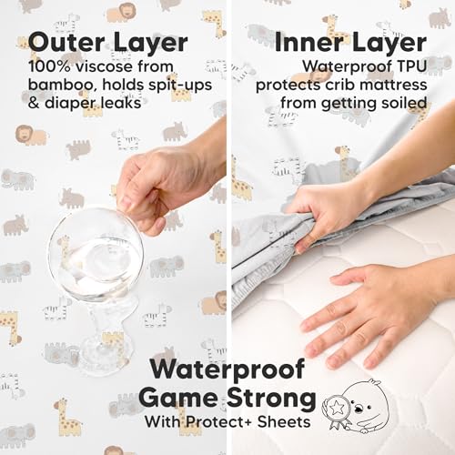 KeaBabies 2-Pack Waterproof Pack and Play Sheets - 38 x 26 Viscose Bamboo