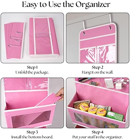 Pink Over Door Organizer with 4 Large Pockets