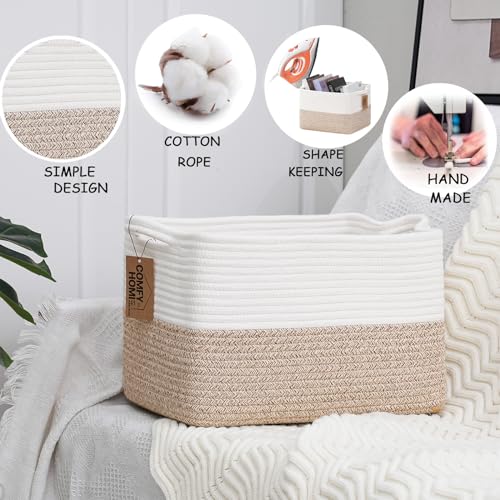 COMFY-HOMI 3-Pack Cotton Rope Woven Baskets with Handles