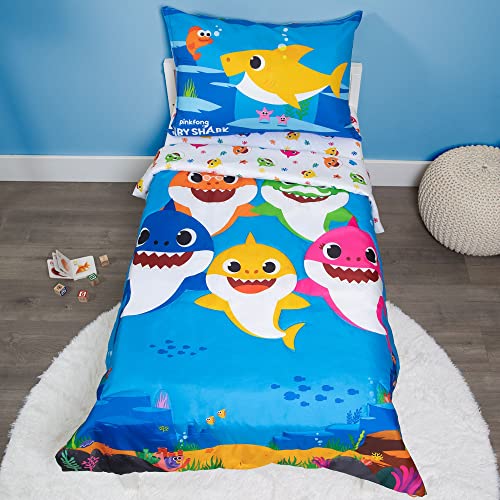 Baby Shark 4-Piece Toddler Bed Set for Boys and Girls