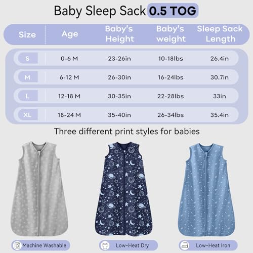 Baby Sleep Sack 6-12 Months 3 Pack 100 Cotton