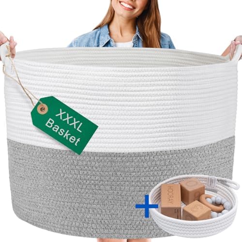 XXXL Woven Blanket Basket 2PCs for Storage