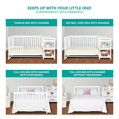 Dream On Me Milo 5-in-1 Crib Changing Table in White
